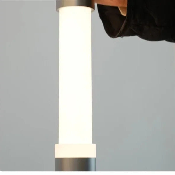 Detail of the sand-finished silver aluminium light body and PMMA acrylic lampshade.