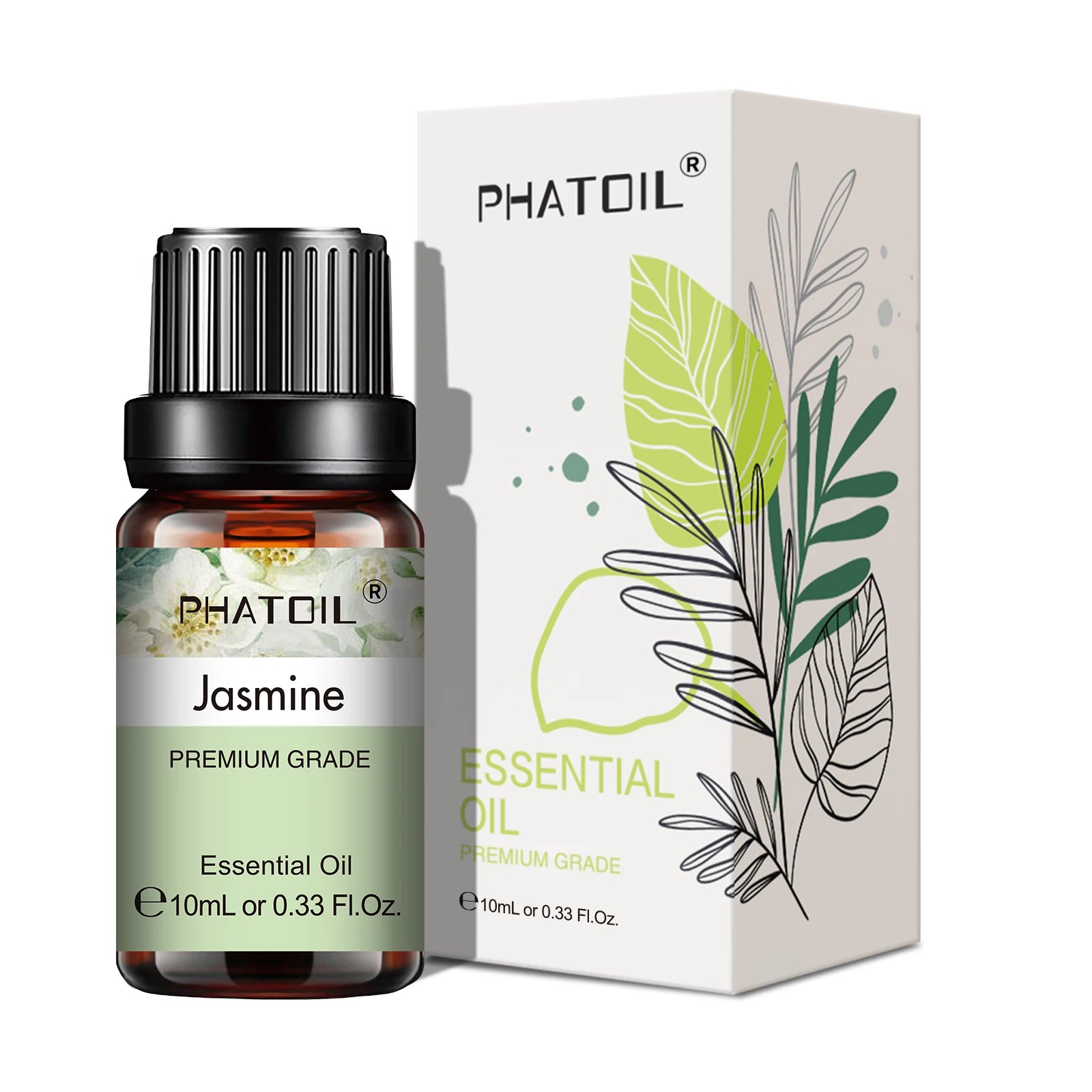 10ml bottle of Premium Grade Jasmine Essential Oil for aromatherapy diffusers.