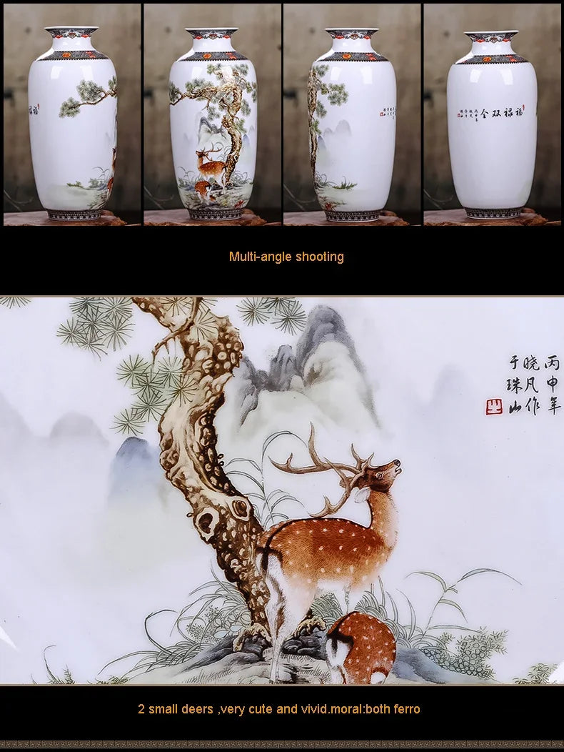 Chinese Ceramic Vase with Printed Designs – Traditional Art Décor (Multiple Styles)