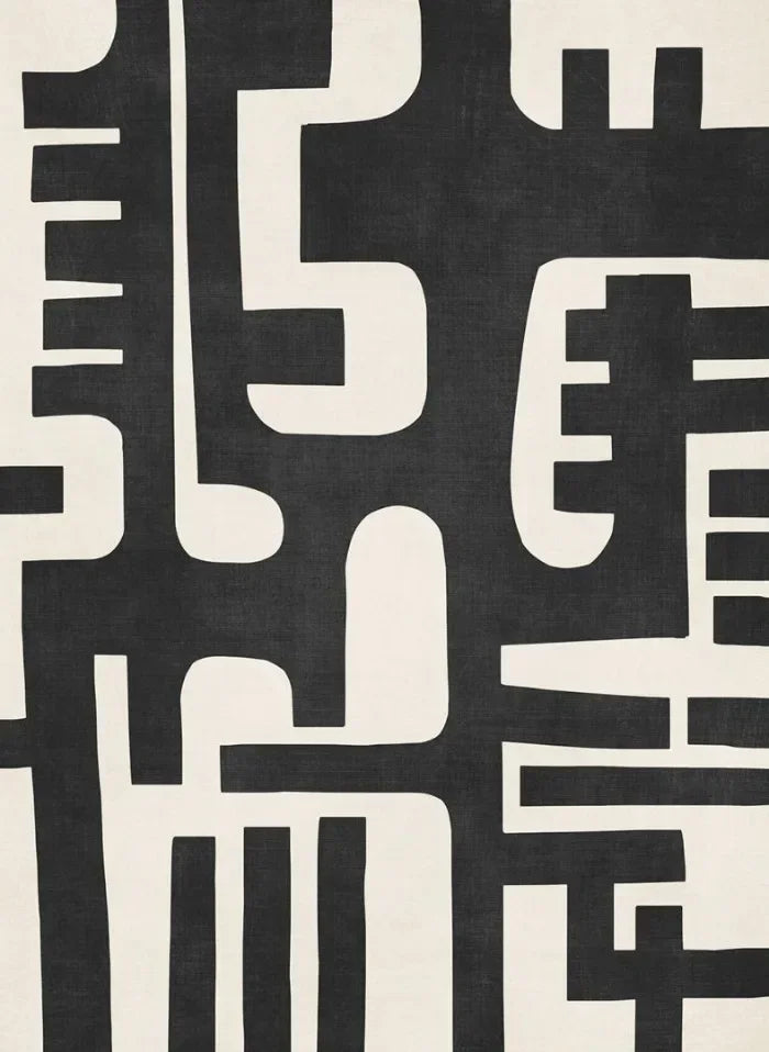 Black and white geometric patterned rug