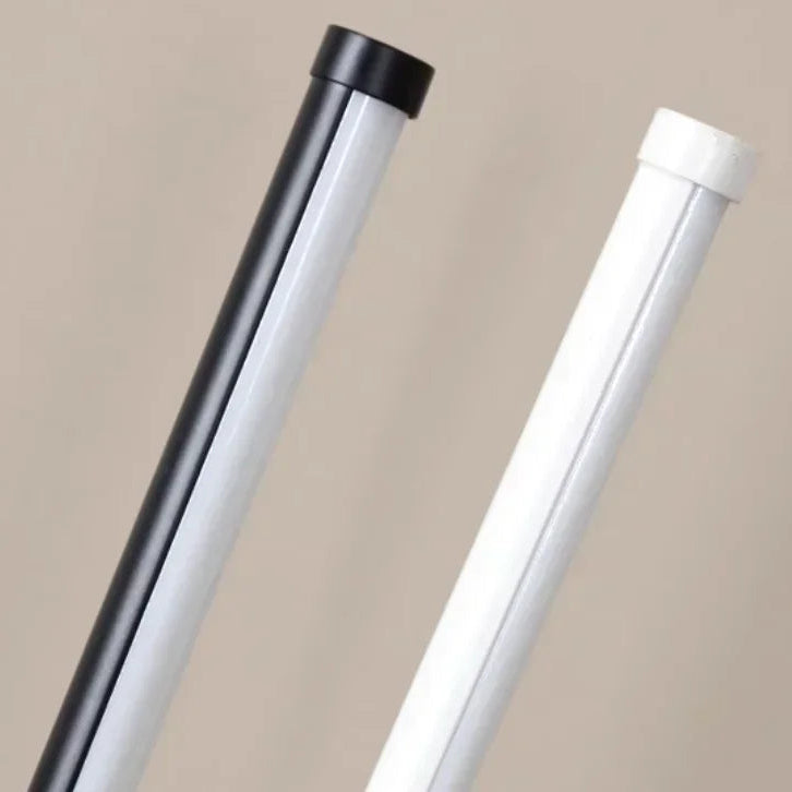 Close-up of black and white lamp head detail