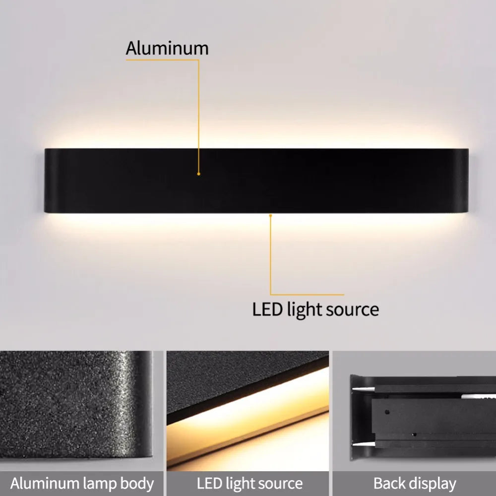 LED light fixture with labelled parts on a grey background