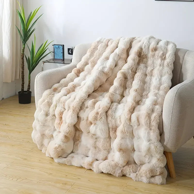Plush Faux Fur Throw Blanket | Soft Polyester Cosy Blanket for Sofa & Bed