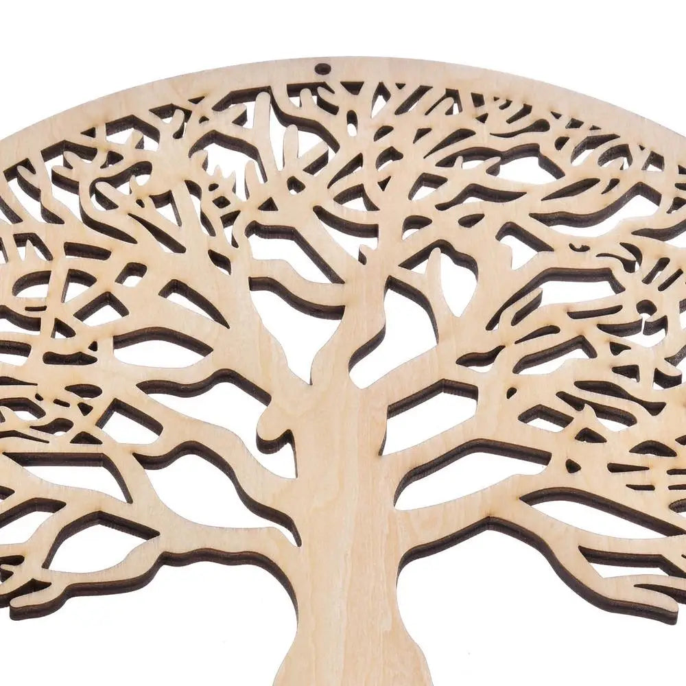 Wooden tree-shaped cutout on a white background