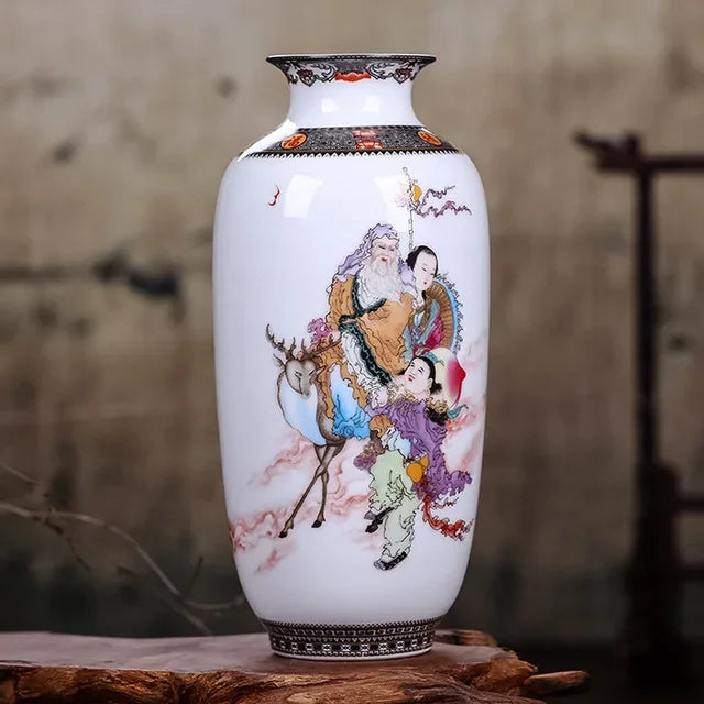 Chinese Ceramic Vase with Printed Designs – Traditional Art Décor (Multiple Styles)