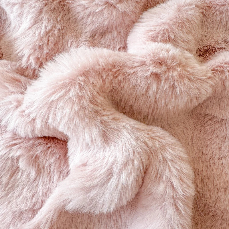 Close-up of pink faux fur fabric