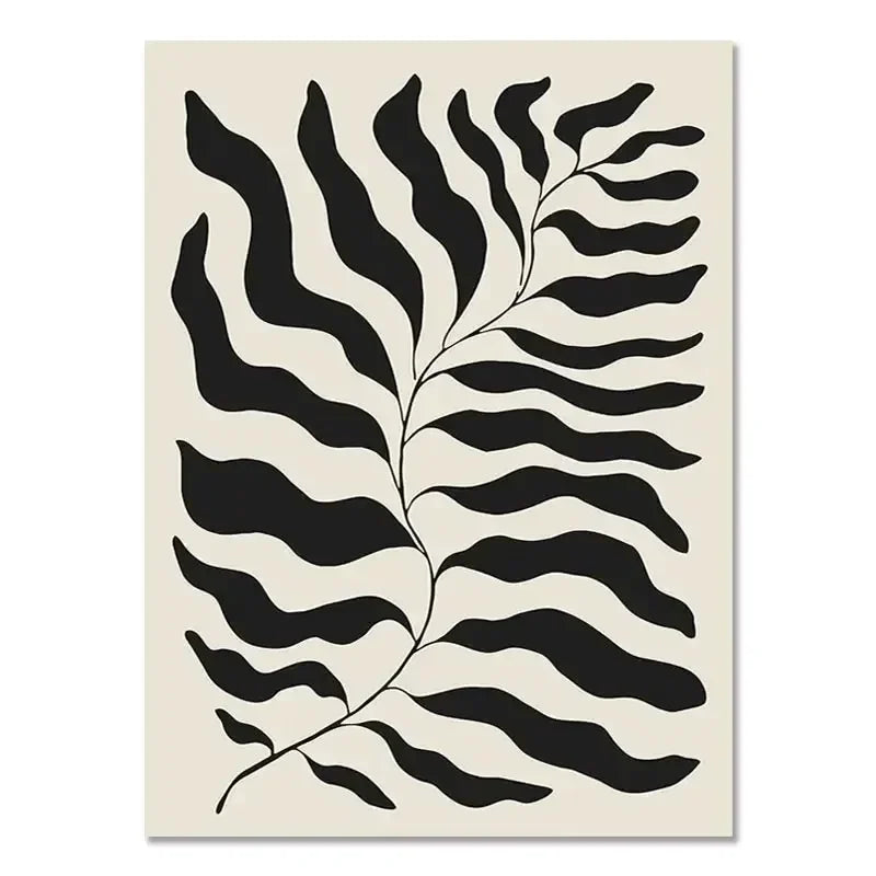 Black leaf pattern on a beige background