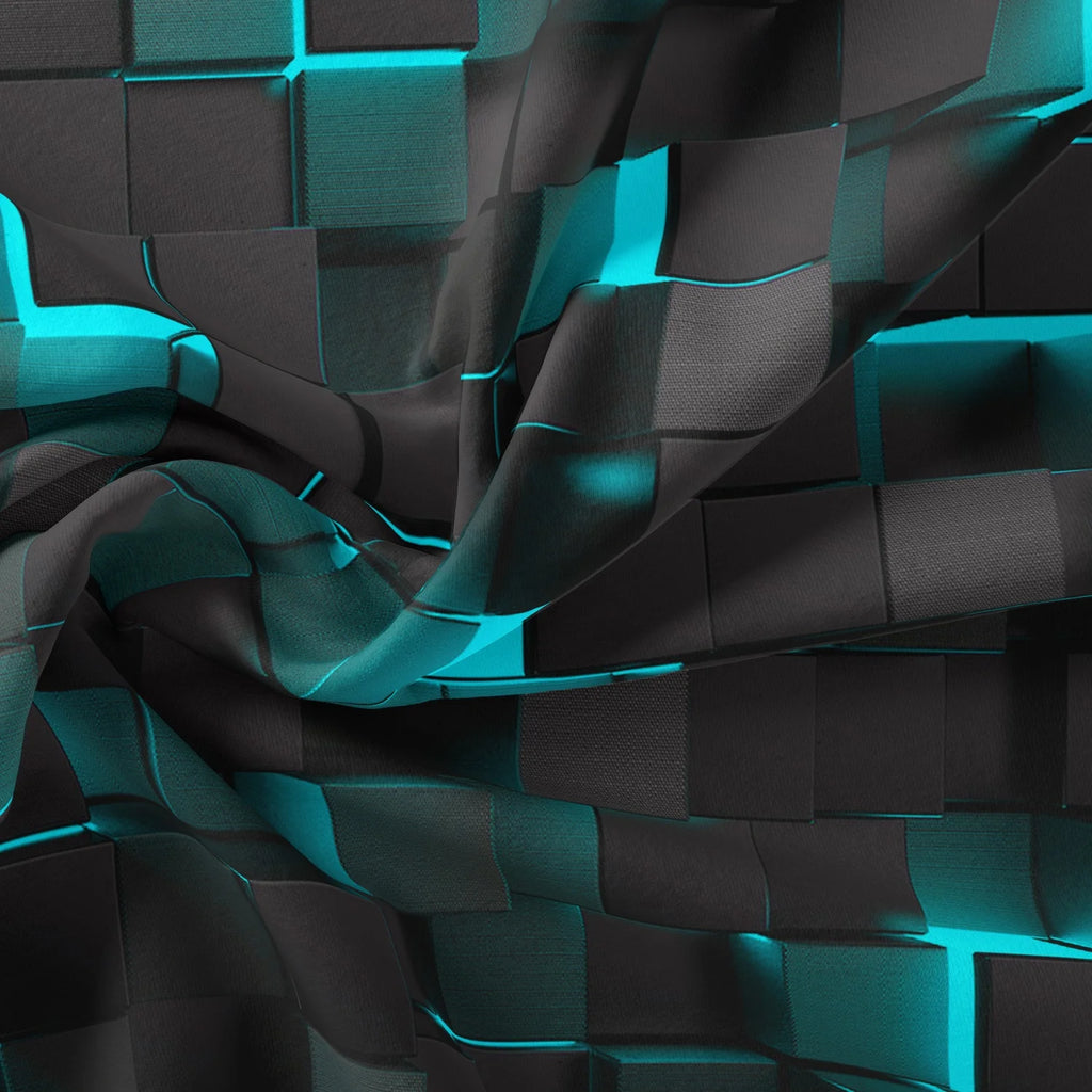 Geometric 3D pattern with black and teal colors