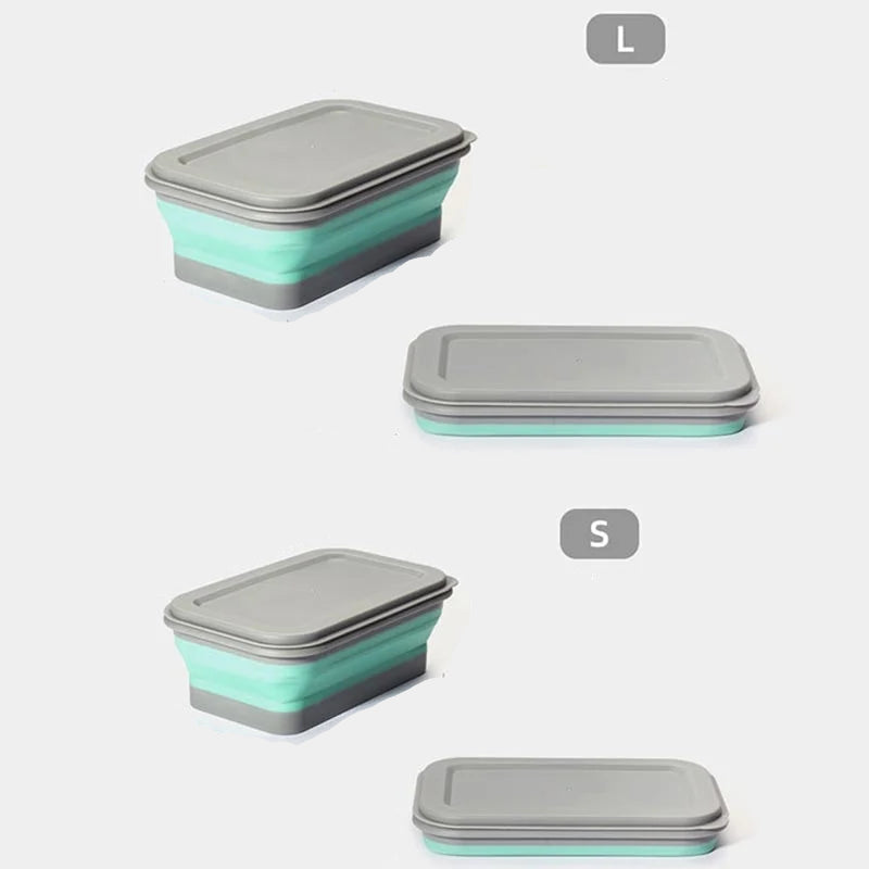 Foldable lunch box set with lids showing portable food storage design
