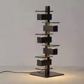 Gun black sculptural table lamp with layered platform design, 70cm height and G9 x 6 light source