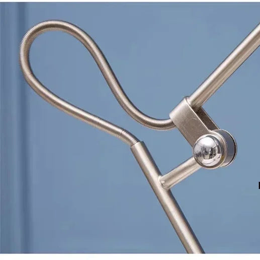 Adjustable aluminium desk lamp long arm, brushed nickel finish.