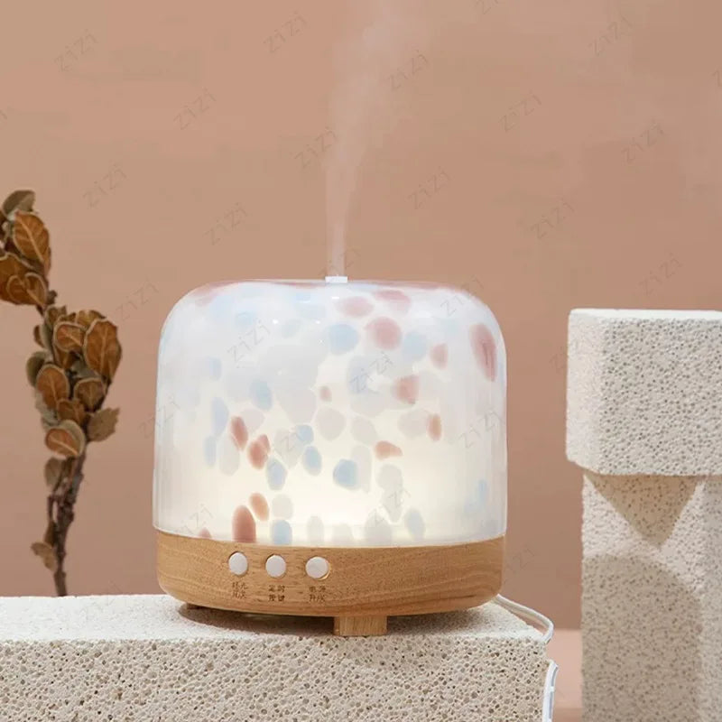 Decorative diffuser with colorful design on a neutral background