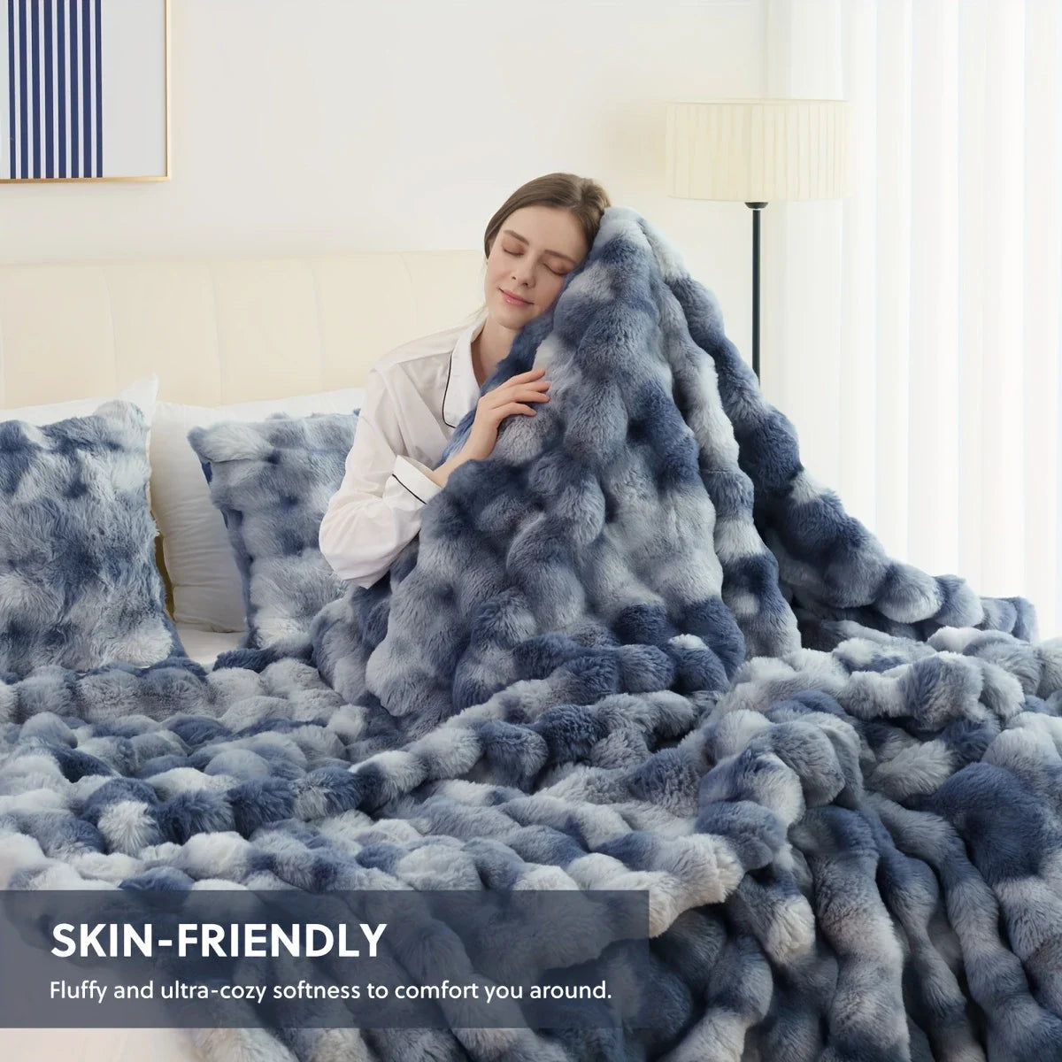 Plush Faux Fur Throw Blanket | Soft Polyester Cosy Blanket for Sofa & Bed